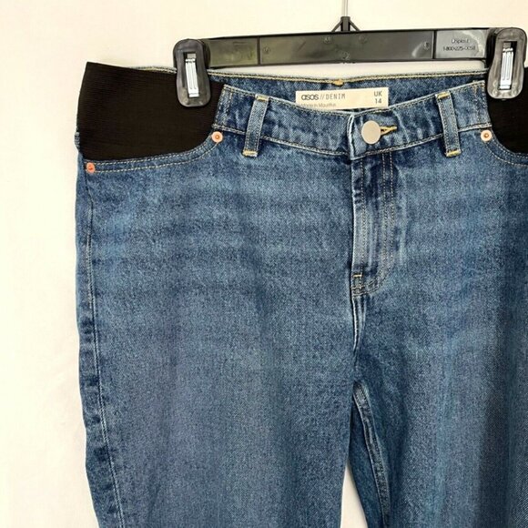 ASOS jeans maternity cropped size US 10 UK 14 EU 42 mid rise jeans waist band - Picture 1 of 5